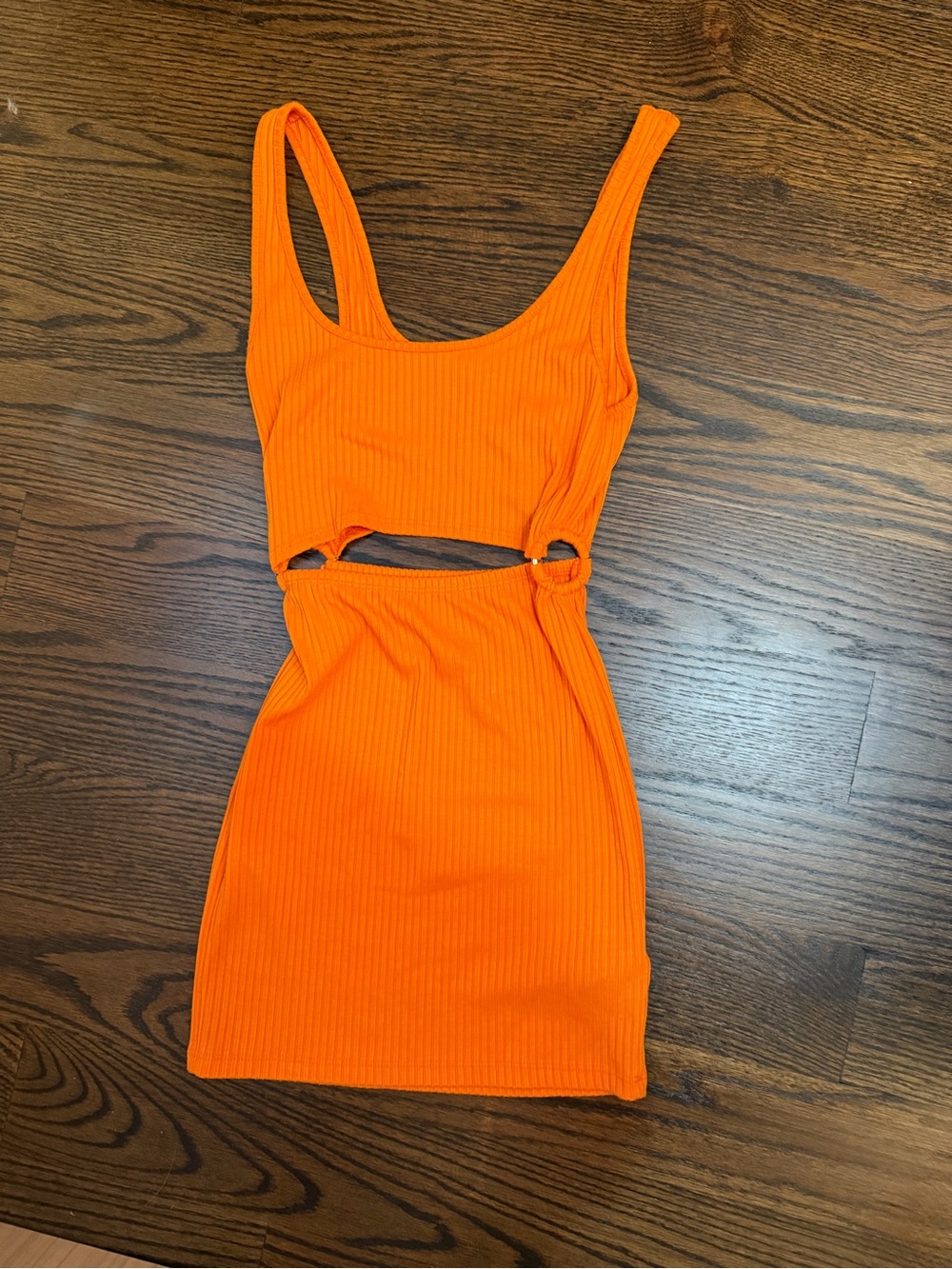 Urban Outfitters Bright Orange Ribbed Cutout Mini Dress